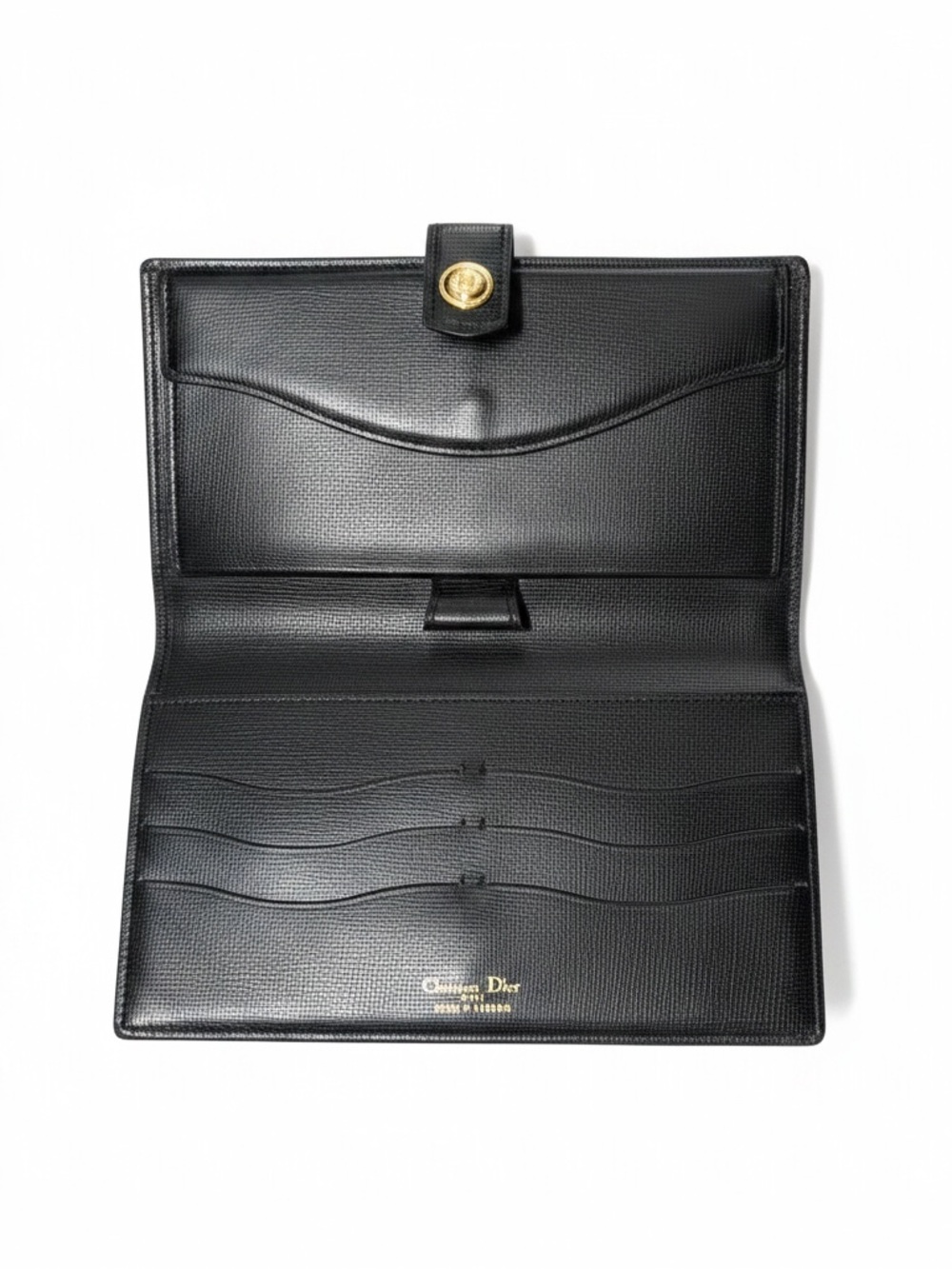 Christian Dior ✨ Black Leather Women's Wallet Clutch with Gold Snap - Picture 3 of 5